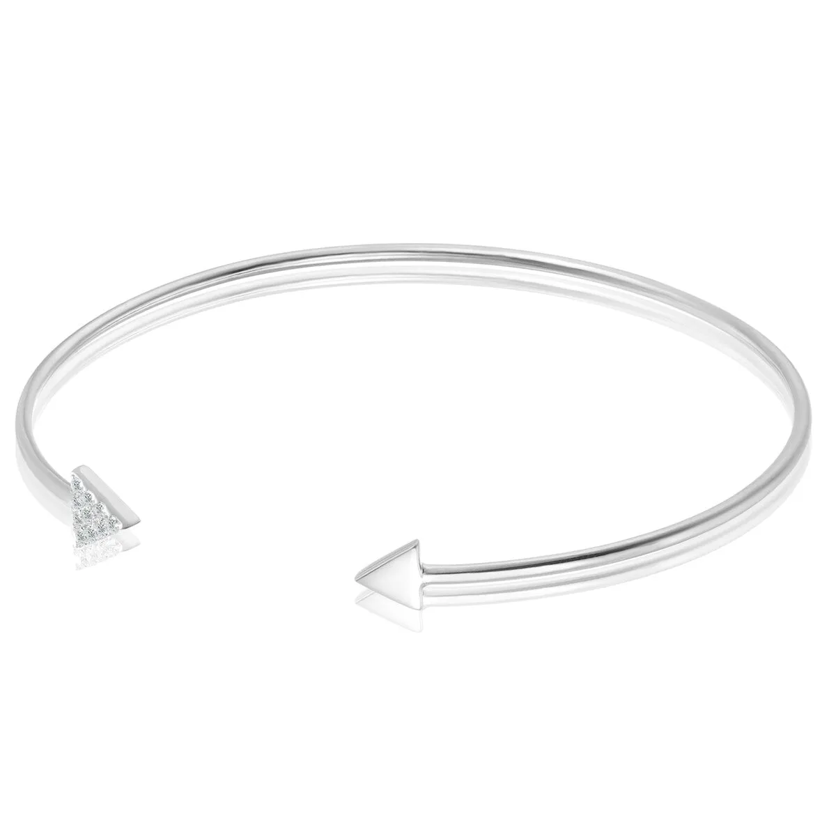 RhythmRocks Sterling Silver Round Diamond Simulant CZ Double Arrow Bangle Bracelet (AAA Quality) sold by Zulily product image thumbnail 2