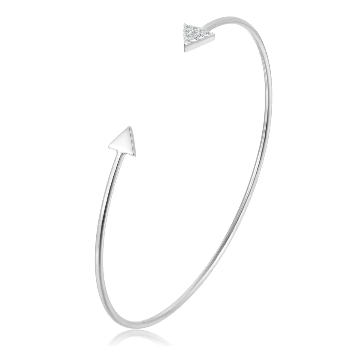 RhythmRocks Sterling Silver Round Diamond Simulant CZ Double Arrow Bangle Bracelet (AAA Quality) sold by Zulily