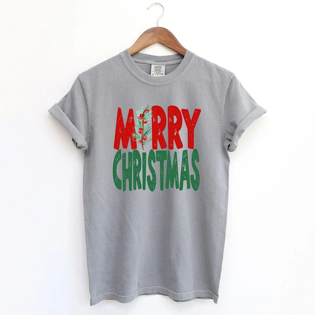 Red And Green Merry Christmas Garment Dyed Tee sold by Zulily product image thumbnail 2