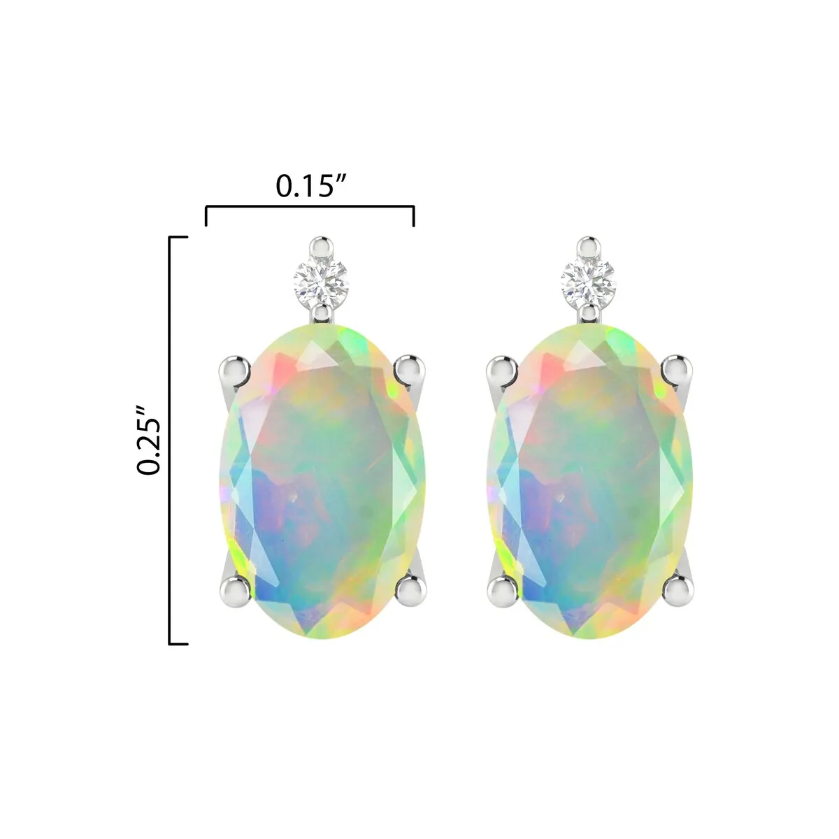 Sterling Silver 0.90Ct Ethiopian Opal and White Diamond Stud Earrings sold by Zulily product image thumbnail 3