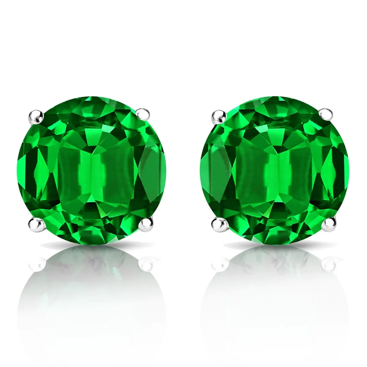 RhythmRocks Sterling Silver Lab Grown Gemstone Round Emerald Stud Earrings 1.00 ct. tgw. 4-Prong Push-Back - Green sold by Zulily