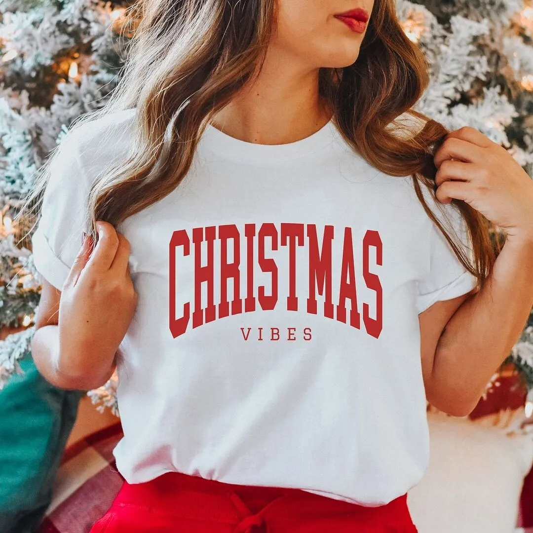 Christmas Vibes Varsity Short Sleeve Crewnneck Tee sold by Zulily product image thumbnail 3