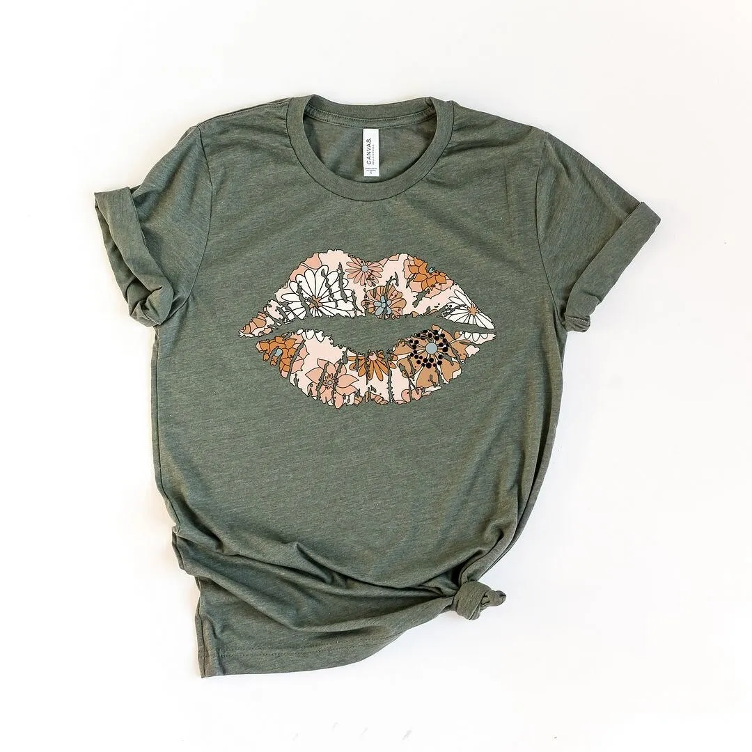 Boho Floral Lips Short Sleeve Crewnneck Tee sold by Zulily product image thumbnail 2