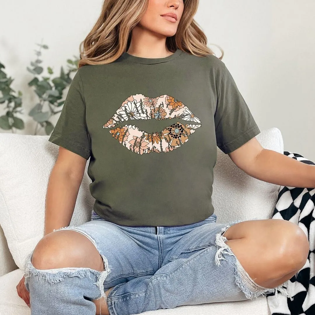 Boho Floral Lips Short Sleeve Crewnneck Tee sold by Zulily product image thumbnail 3