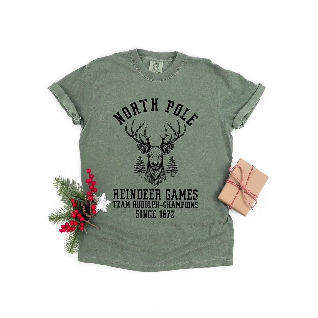 North Pole Reindeer Games Garment Dyed Tee sold by Zulily