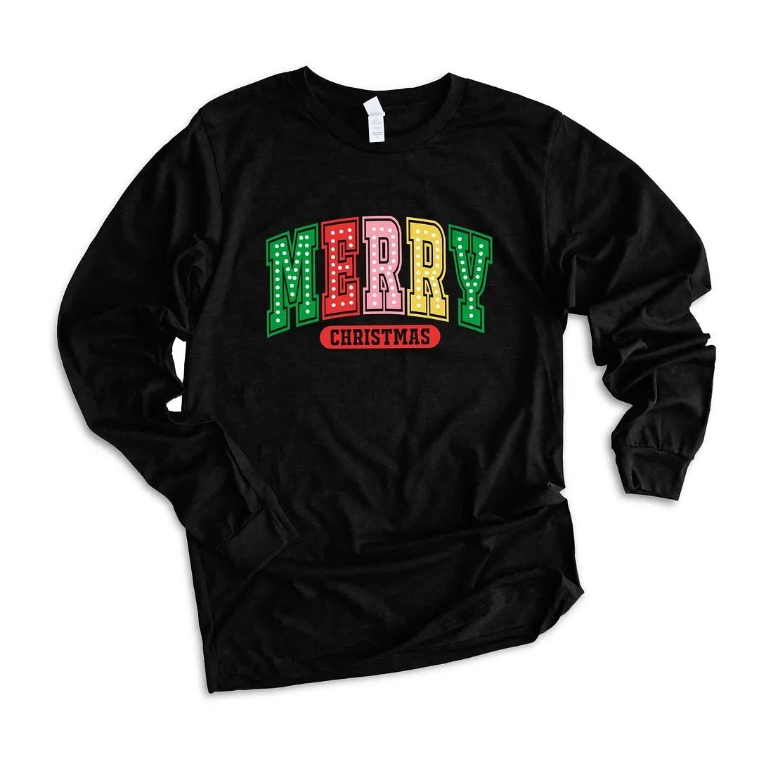 Merry Christmas Varsity Colorful Long Sleeve Tee sold by Zulily product image thumbnail 2