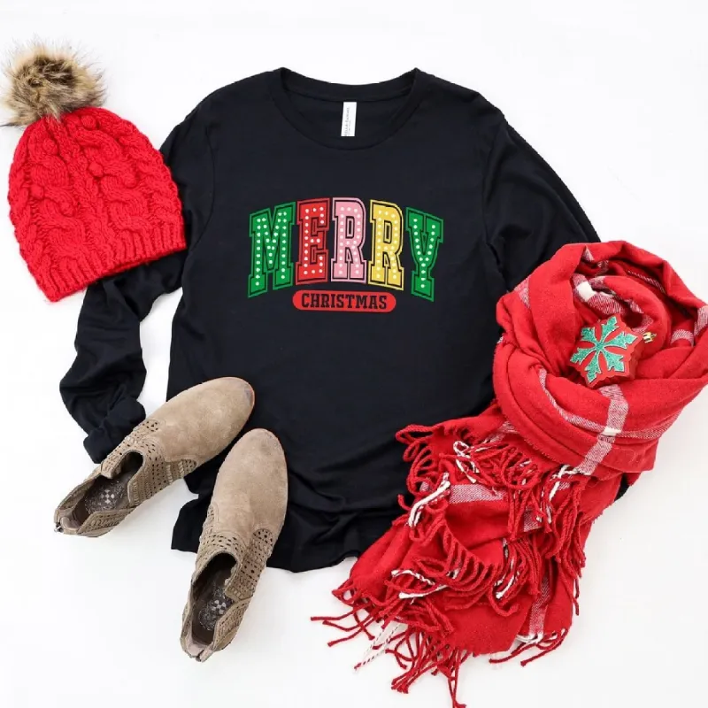 Merry Christmas Varsity Colorful Long Sleeve Tee sold by Zulily