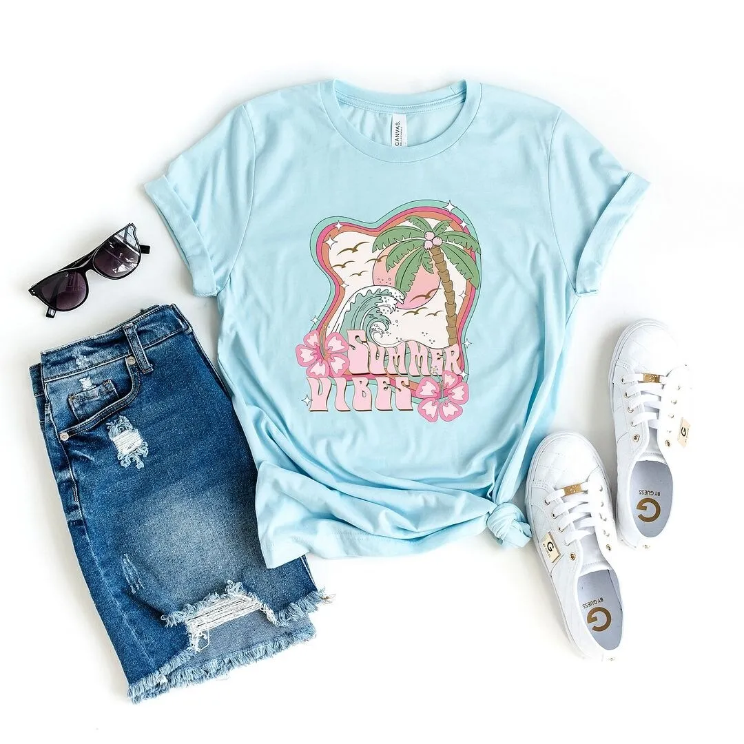 Summer Vibes Flowers Short Sleeve Crewnneck Tee sold by Zulily