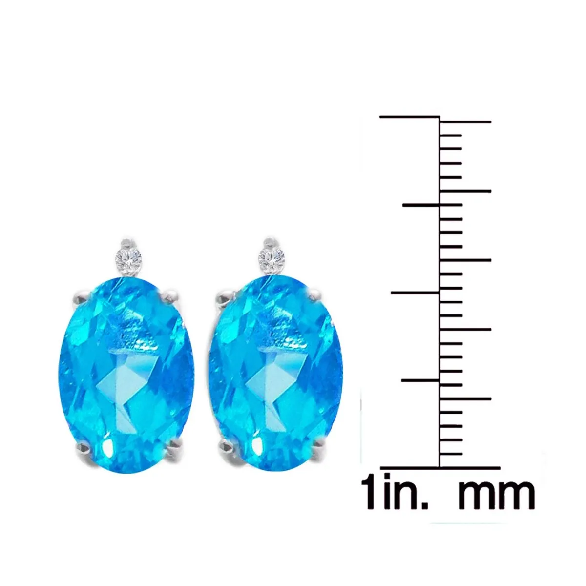 Sterling Silver Blue Topaz and White Diamond Stud Earrings sold by Zulily product image thumbnail 3