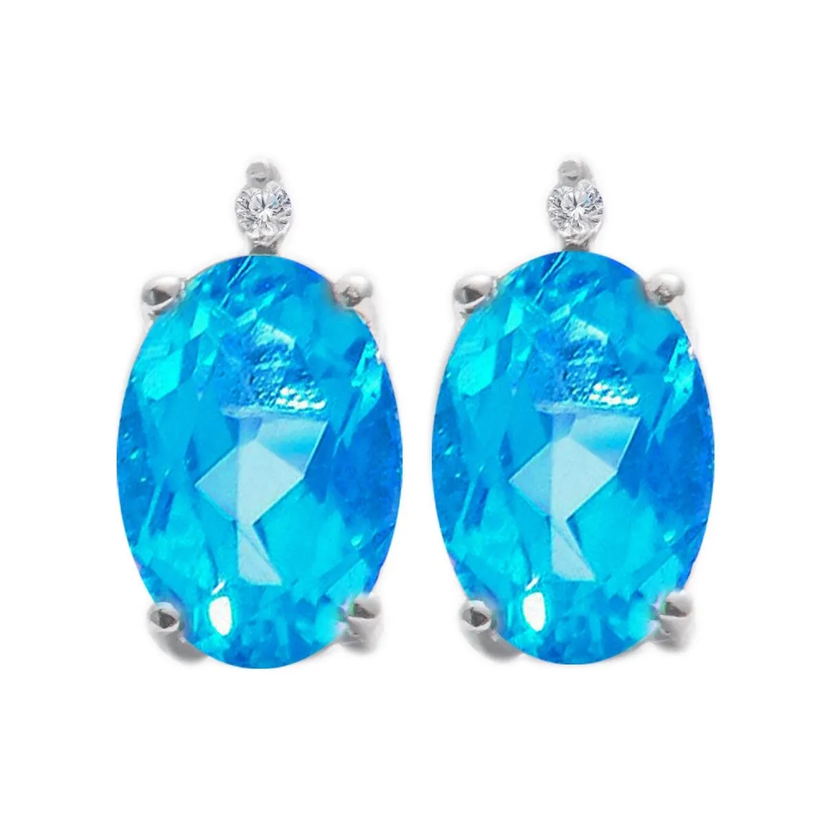 Sterling Silver Blue Topaz and White Diamond Stud Earrings sold by Zulily