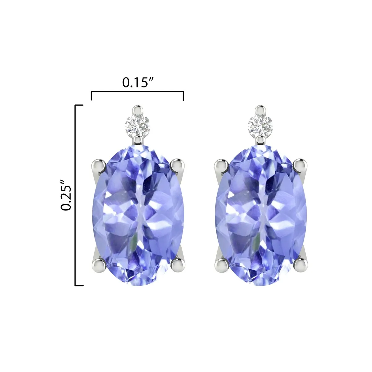 Sterling Silver Natural Tanzanite and White Diamond Stud Earrings sold by Zulily product image thumbnail 3