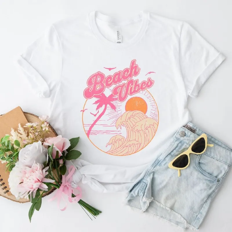 Beach Vibes Sun Short Sleeve Crewnneck Tee sold by Zulily