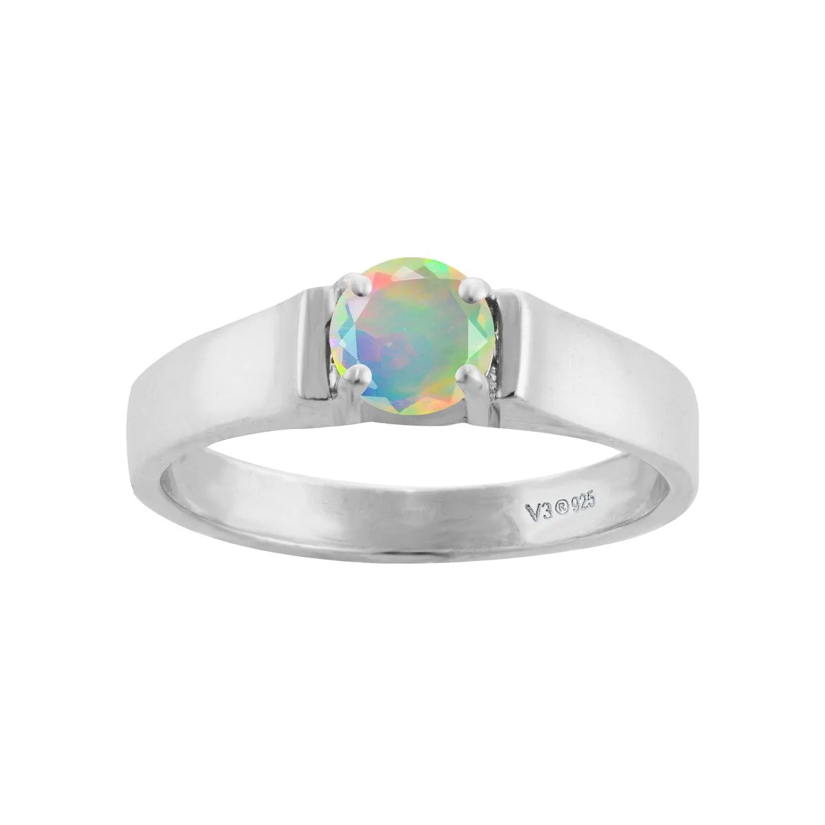 Natural Ethiopian Opal Sterling Silver Solitaire Ring sold by Zulily
