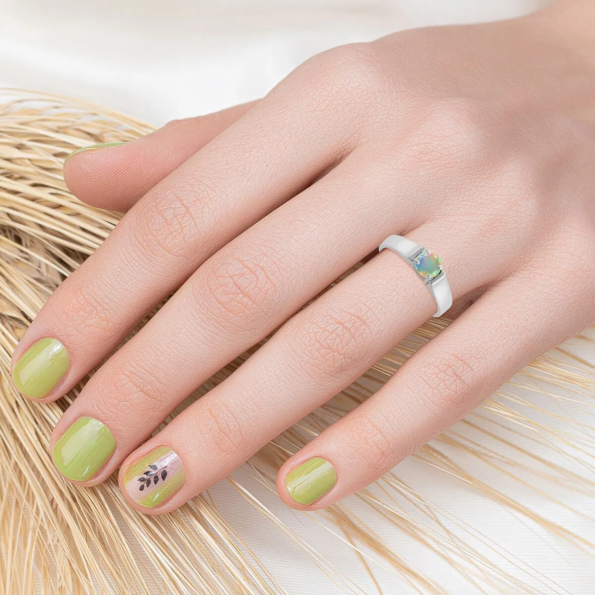 Natural Ethiopian Opal Sterling Silver Solitaire Ring sold by Zulily product image thumbnail 4