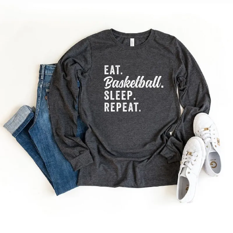Eat Basketball Sleep Repeat Long Sleeve Tee sold by Zulily