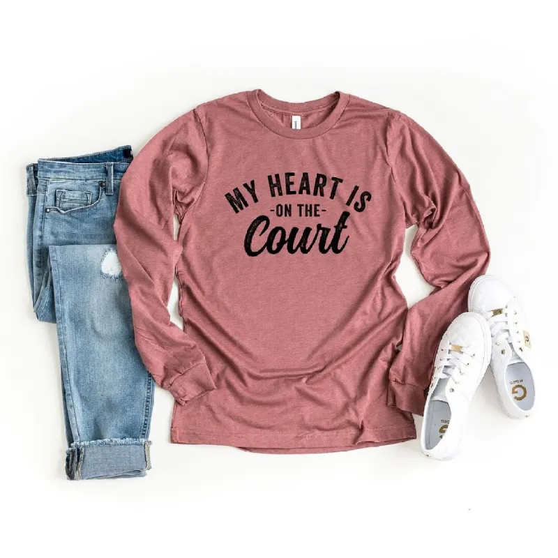 My Heart Is On The Court Long Sleeve Tee sold by Zulily