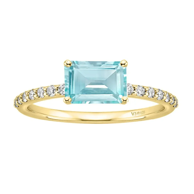 Gold Over Sterling Silver Natural Aquamarine and White Topaz Engagement Ring sold by Zulily