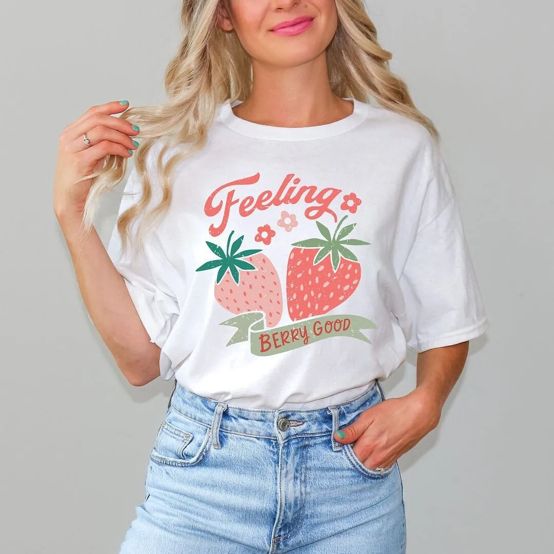 Feeling Berry Good Strawberries Short Sleeve Crewnneck Tee sold by Zulily product image thumbnail 3