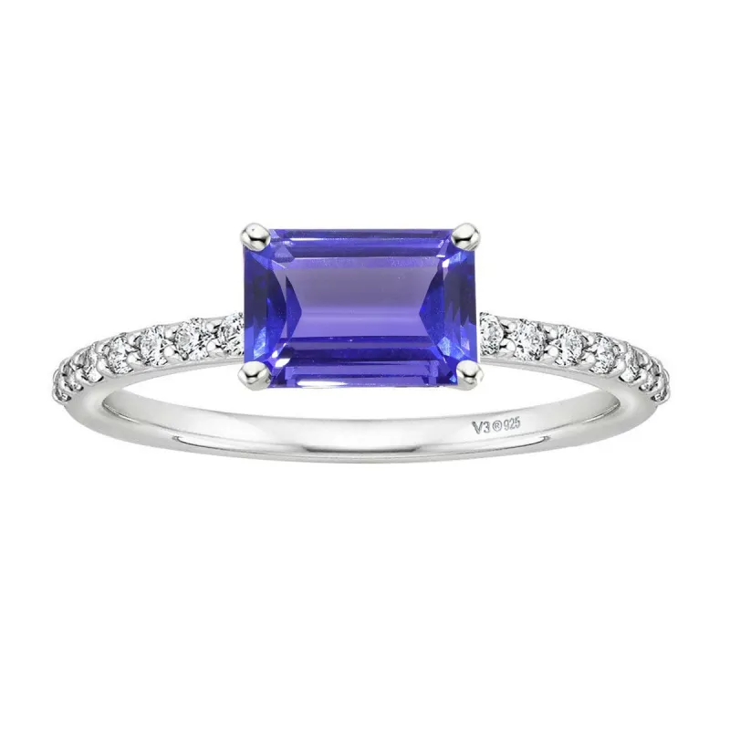 Sterling Silver 1.65ct Natural Tanzanite and White Topaz Engagement Ring sold by Zulily