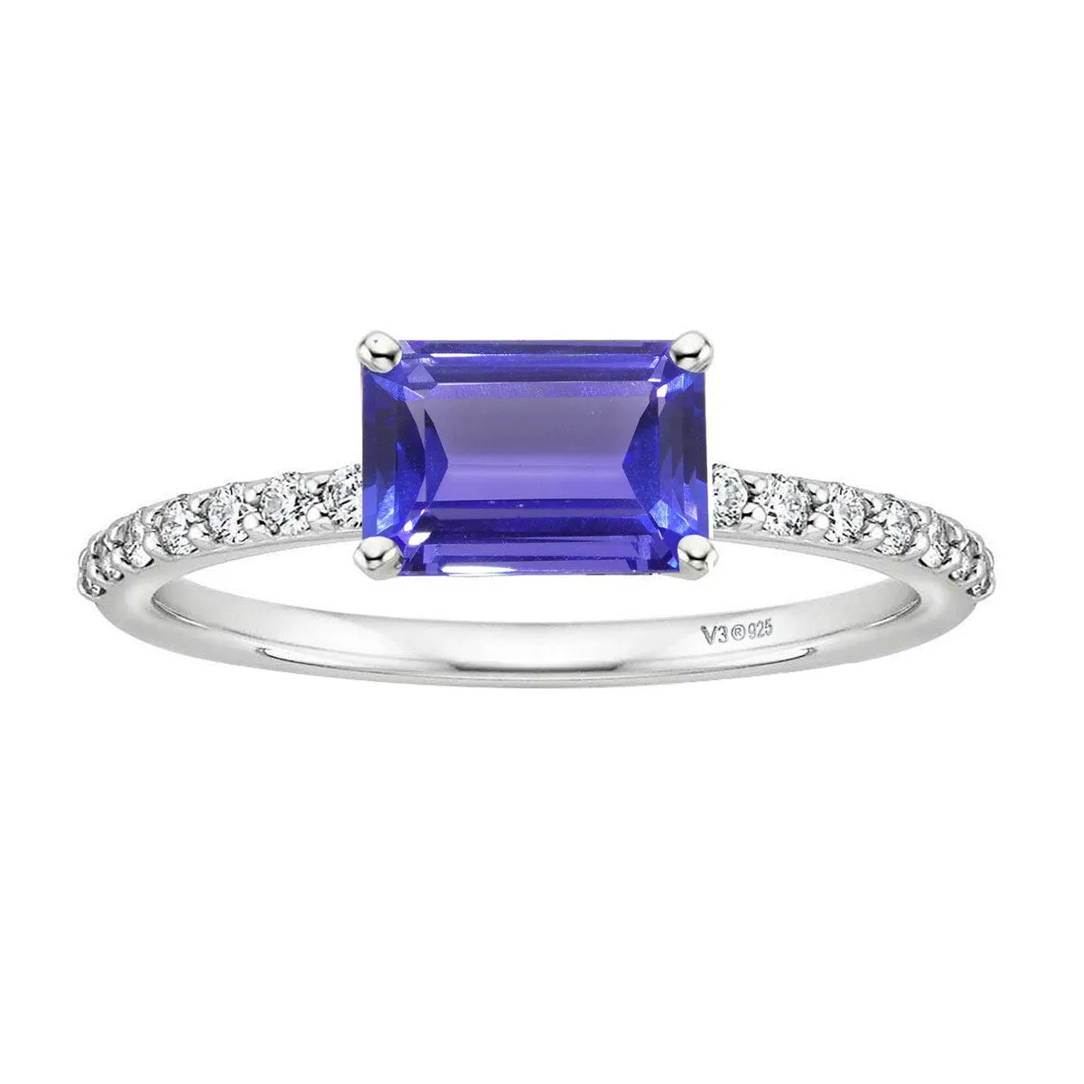 Sterling Silver 1.65ct Natural Tanzanite and White Topaz Engagement Ring sold by Zulily