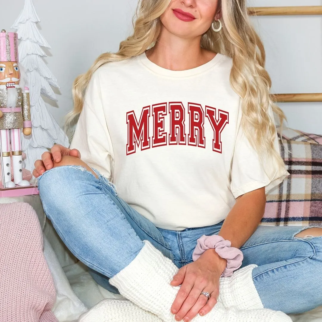 Merry Varsity Thick Outline Garment Dyed Tee sold by Zulily product image thumbnail 3