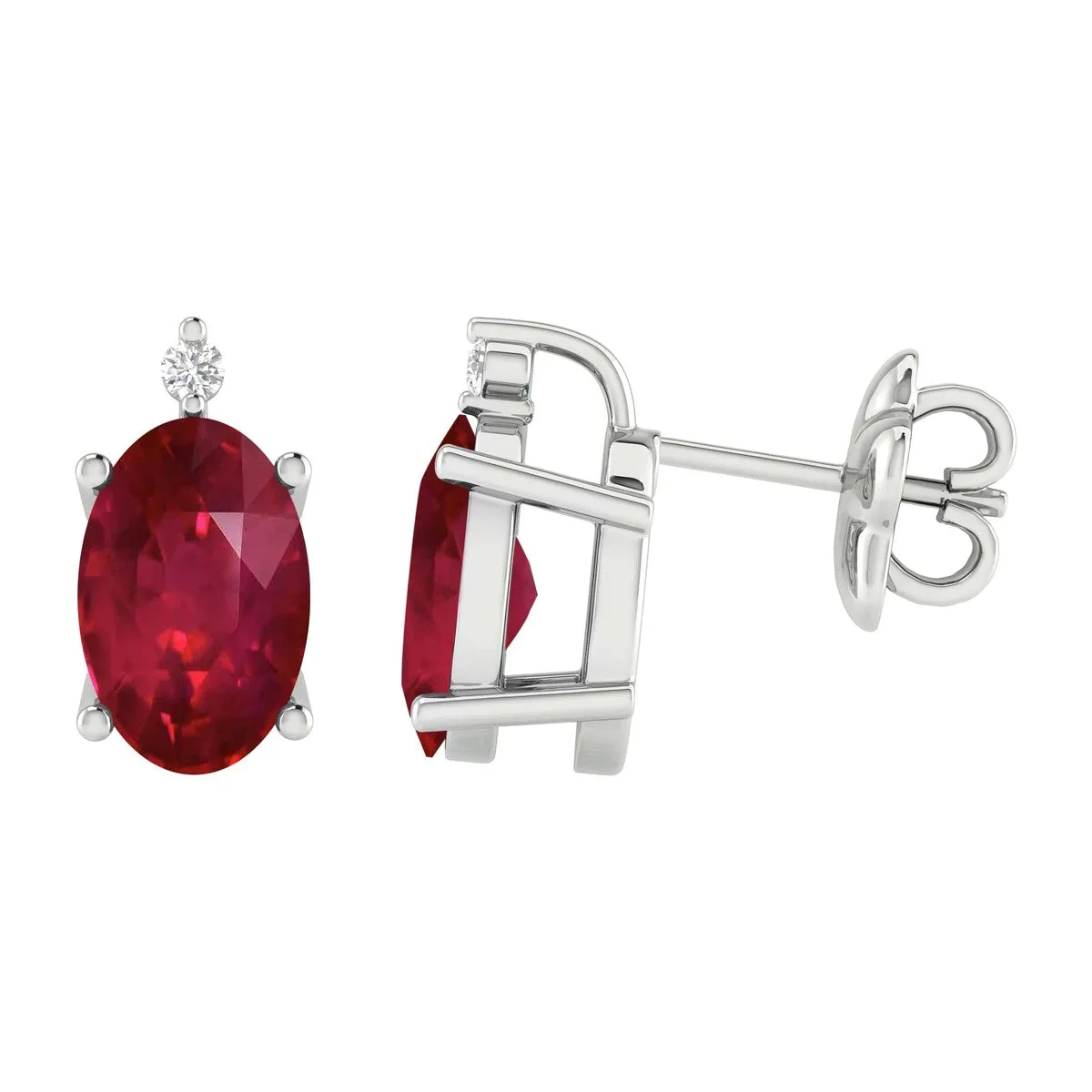 Sterling Silver 1.20Ct Ruby and White Diamond Stud Earrings sold by Zulily