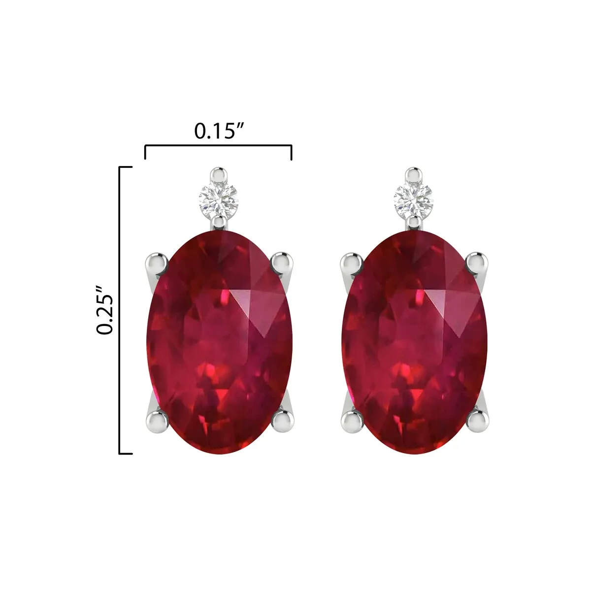 Sterling Silver 1.20Ct Ruby and White Diamond Stud Earrings sold by Zulily product image thumbnail 3