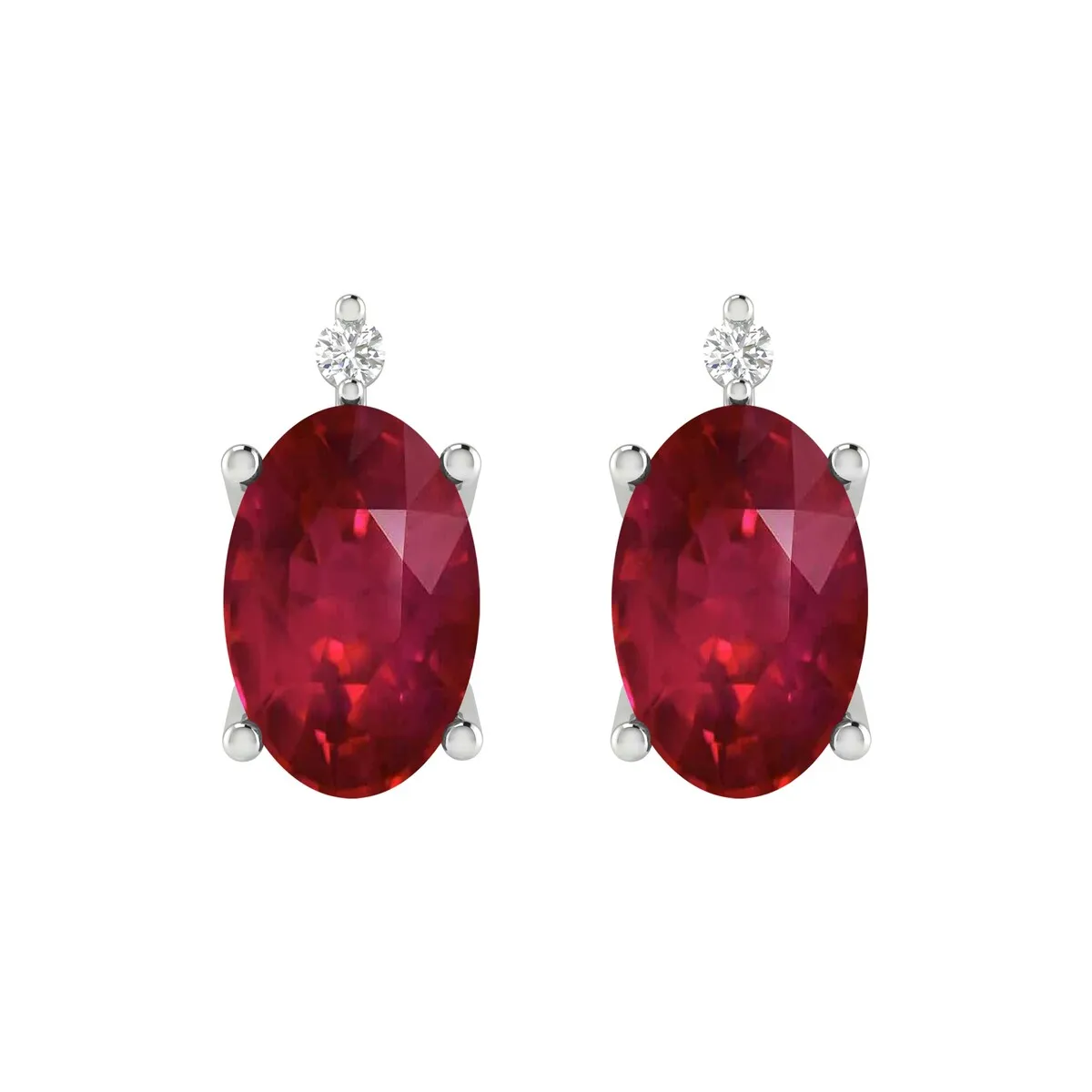 Sterling Silver 1.20Ct Ruby and White Diamond Stud Earrings sold by Zulily product image thumbnail 2