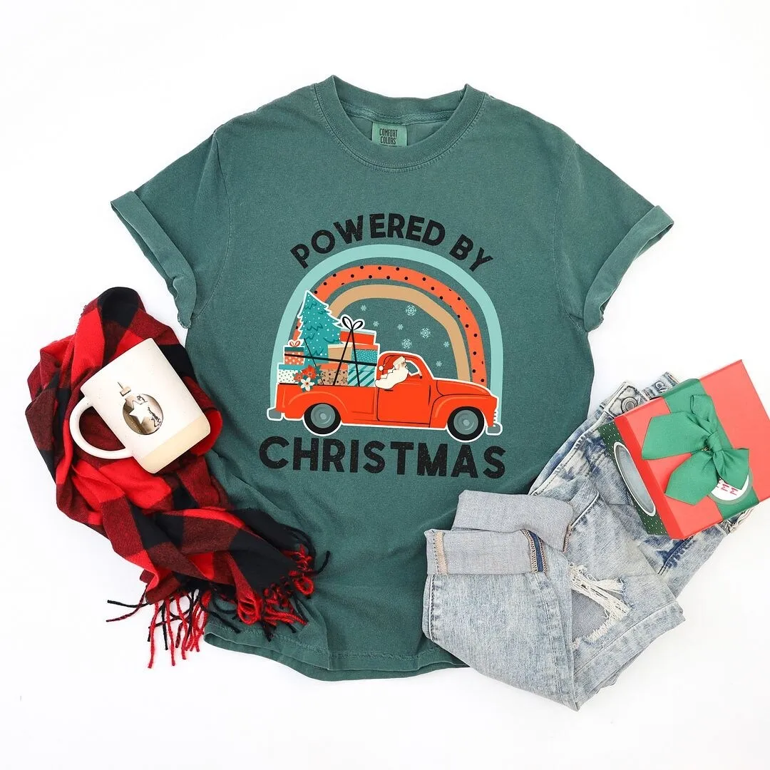 Powered By Christmas Garment Dyed Tee sold by Zulily