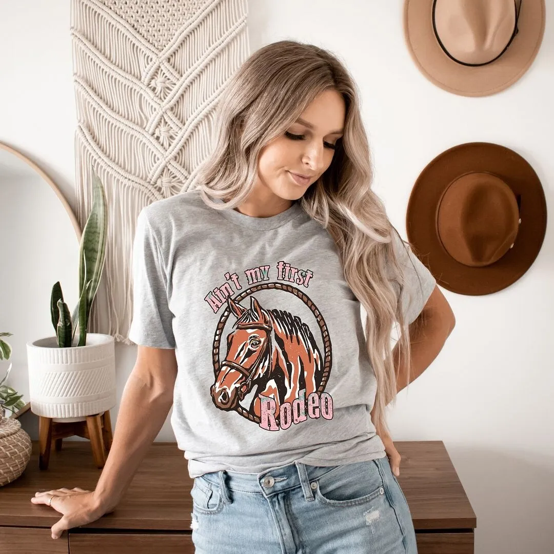 Ain't My First Rodeo Horse Short Sleeve Crewnneck Tee sold by Zulily product image thumbnail 3