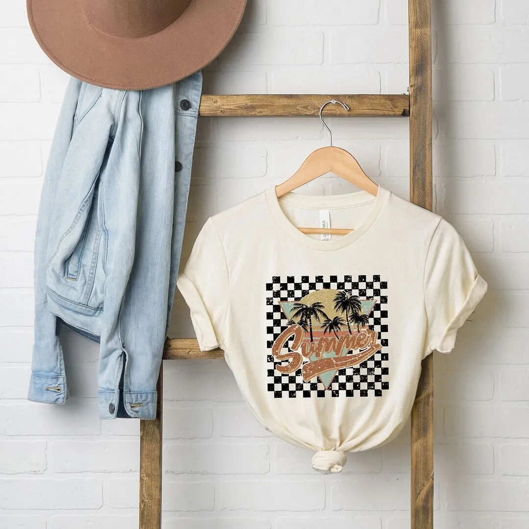 Checkered Summer Short Sleeve Crewnneck Tee sold by Zulily