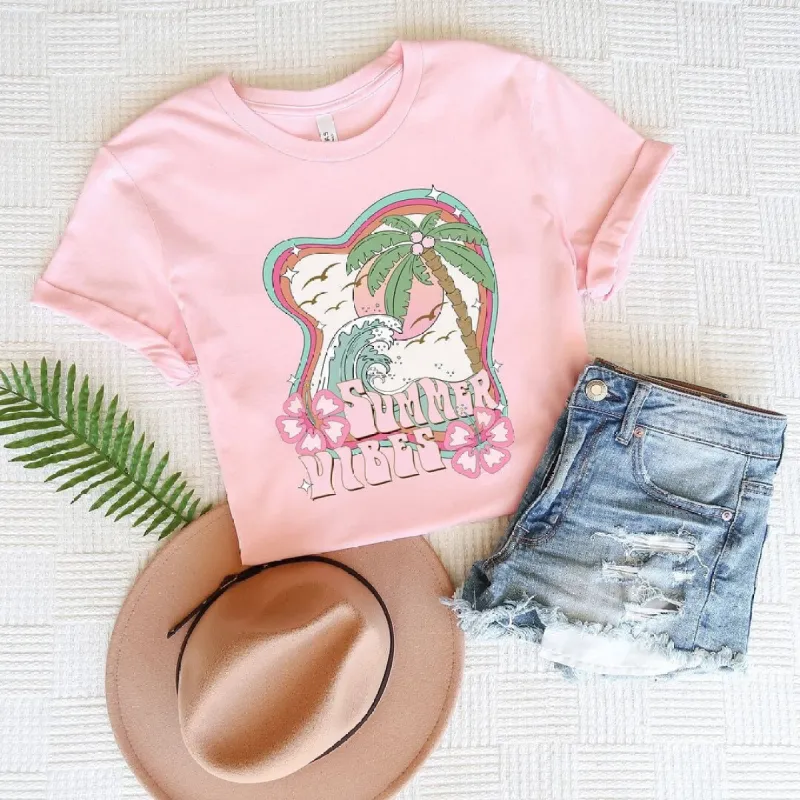 Summer Vibes Flowers Short Sleeve Crewnneck Tee made by Zulily