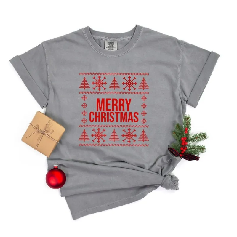 Merry Christmas Sweater Garment Dyed Tee sold by Zulily