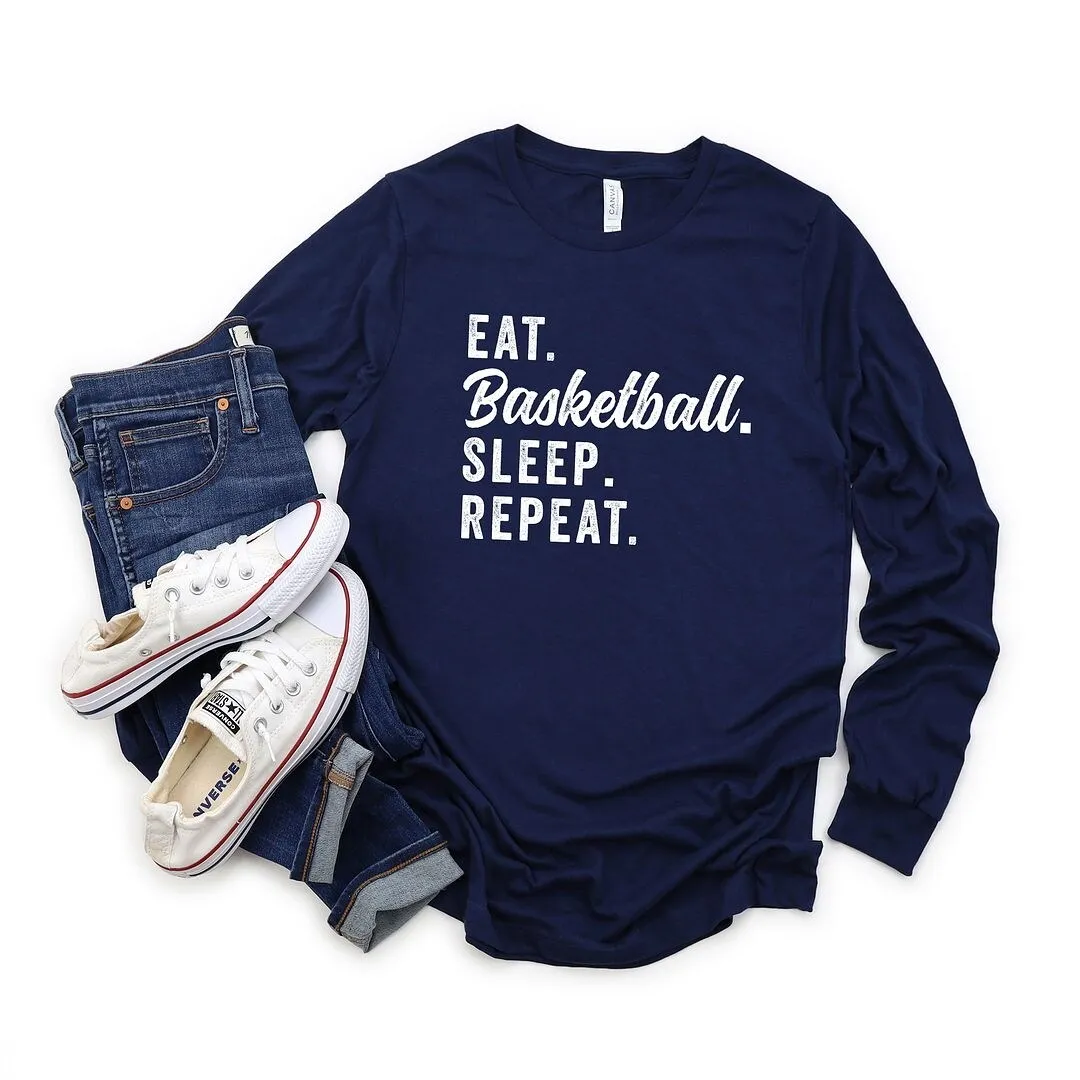 Eat Basketball Sleep Repeat Long Sleeve Tee sold by Zulily product image thumbnail 3