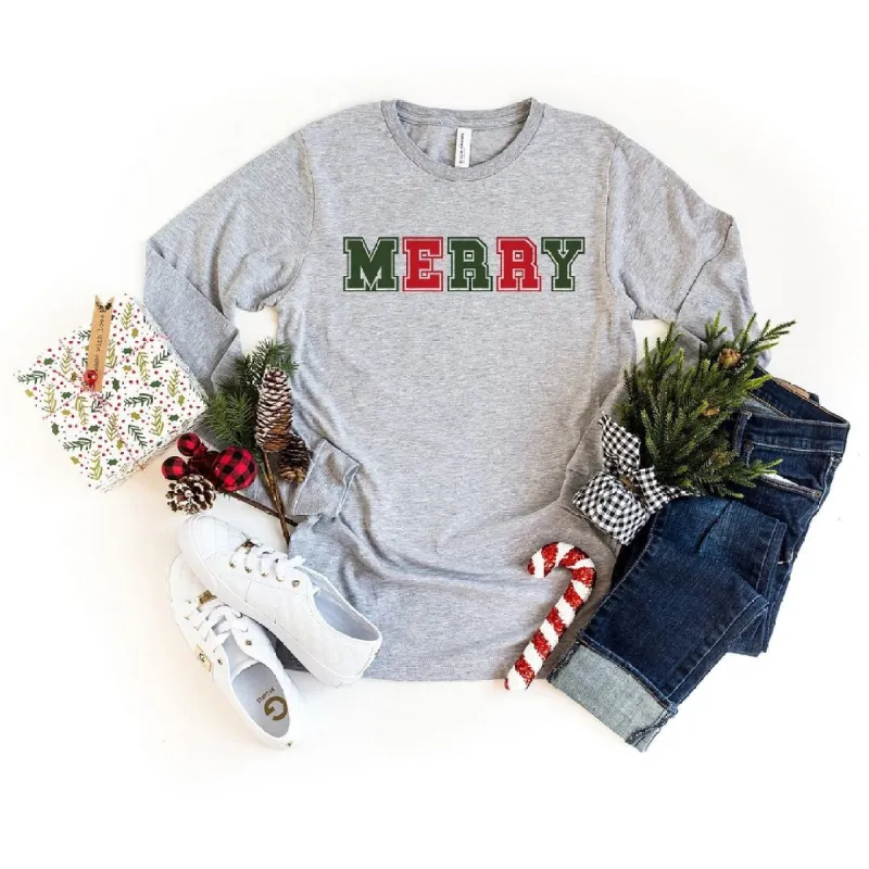 Merry Red and Green Bold Long Sleeve Tee sold by Zulily