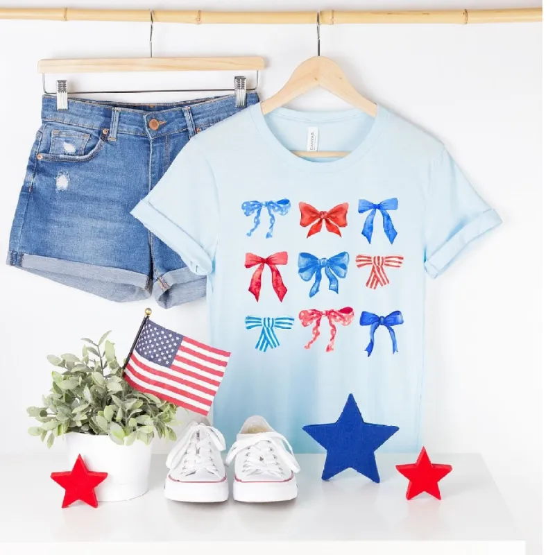 Patriotic Coquette Bow Chart Short Sleeve Crewnneck Tee sold by Zulily