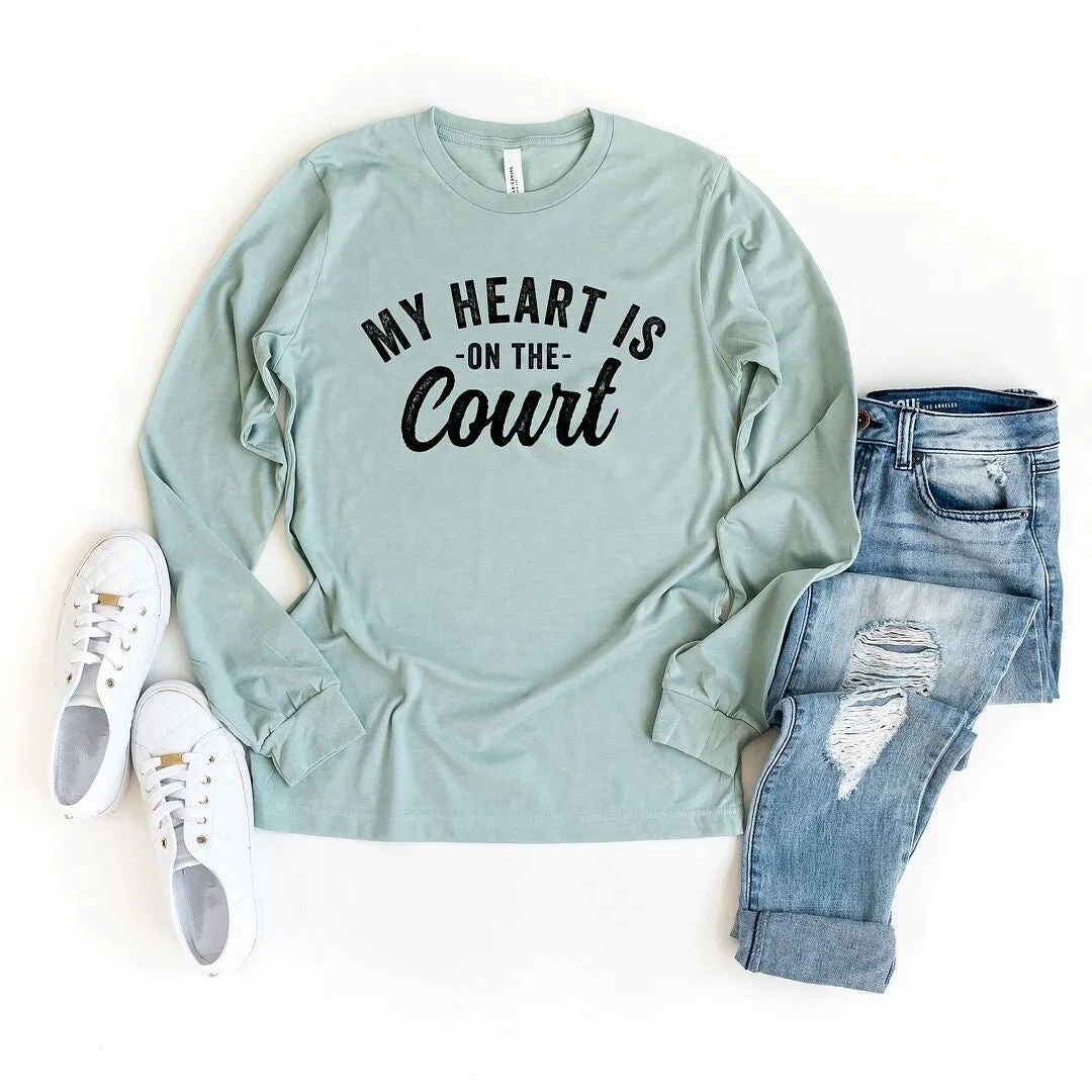 My Heart Is On The Court Long Sleeve Tee sold by Zulily