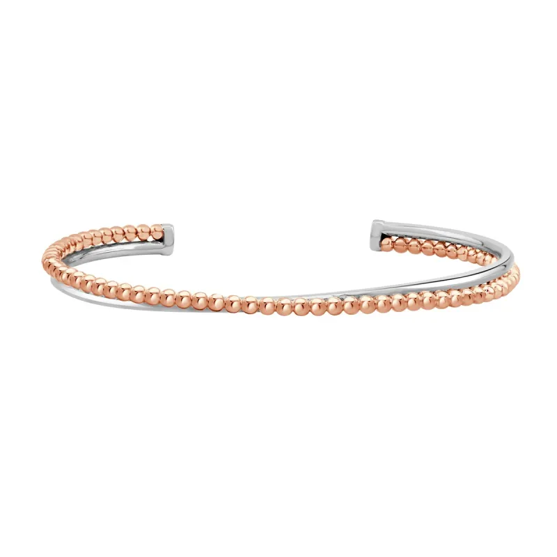 RhythmRocks Rose Plated Sterling Silver Dual-Tone Beaded Bangle Bracelet sold by Zulily