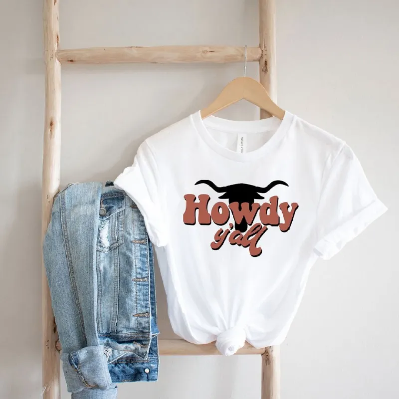 Howdy Y'all Bull Short Sleeve Crewnneck Tee sold by Zulily