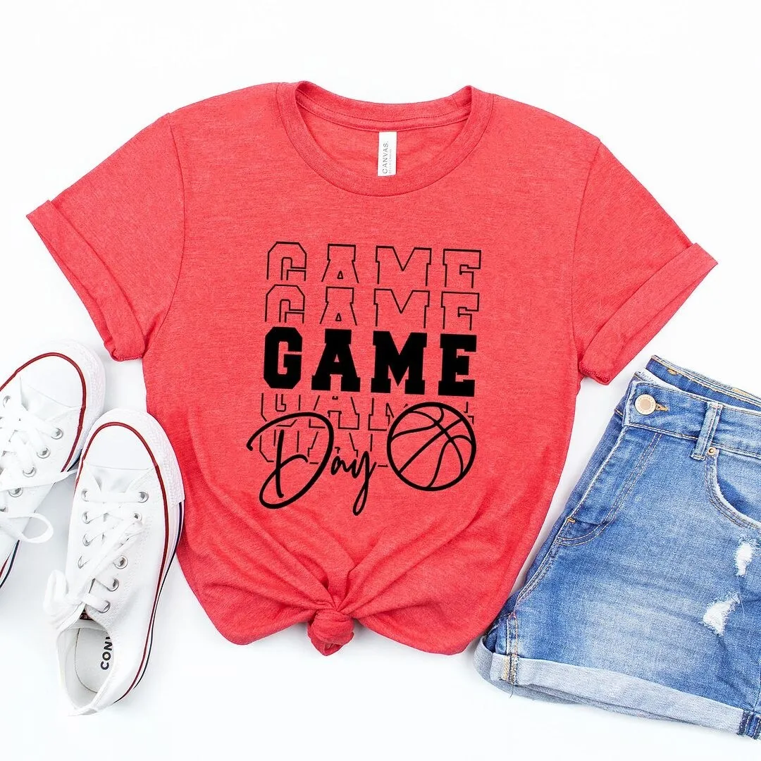 Game Day Stacked Basketball Short Sleeve Crewnneck Tee sold by Zulily