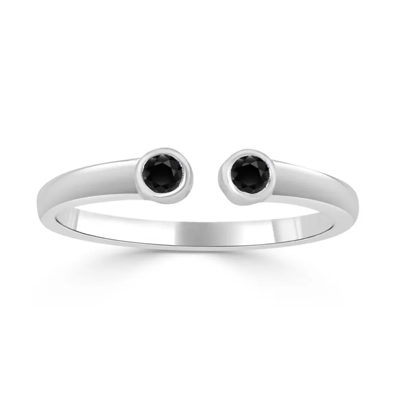 RhythmRocks Sterling Silver Simulated Black Diamond CZ Two Stone Ring (AAA Quality) sold by Zulily