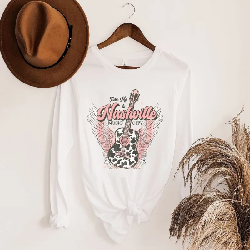 Take Me To Nashville Winged Guitar Long Sleeve Tee sold by Zulily