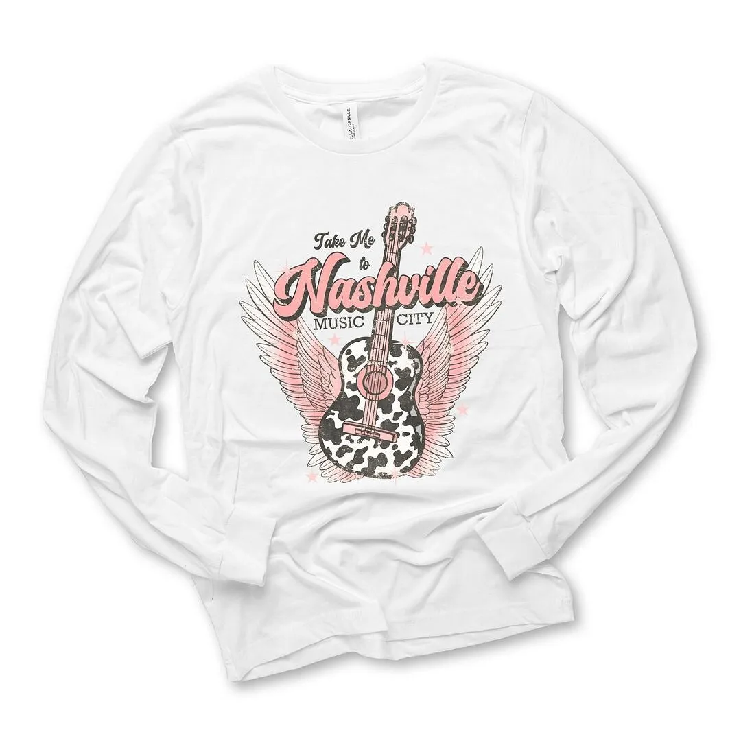 Take Me To Nashville Winged Guitar Long Sleeve Tee sold by Zulily product image thumbnail 2
