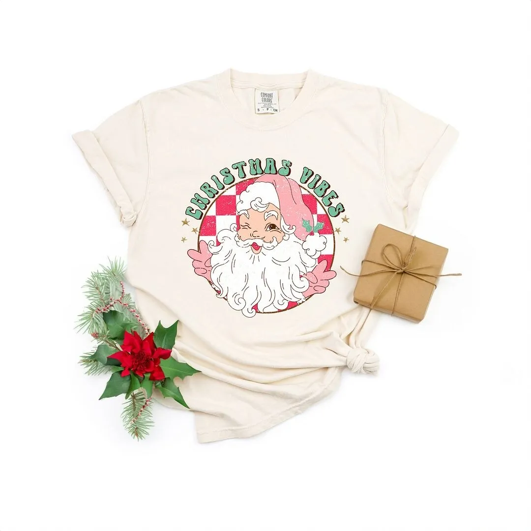 Christmas Vibes Santa Garment Dyed Tee sold by Zulily