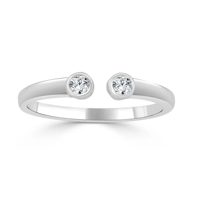RhythmRocks Sterling Silver Simulated Diamond CZ Two Stone Ring (AAA Quality) sold by Zulily