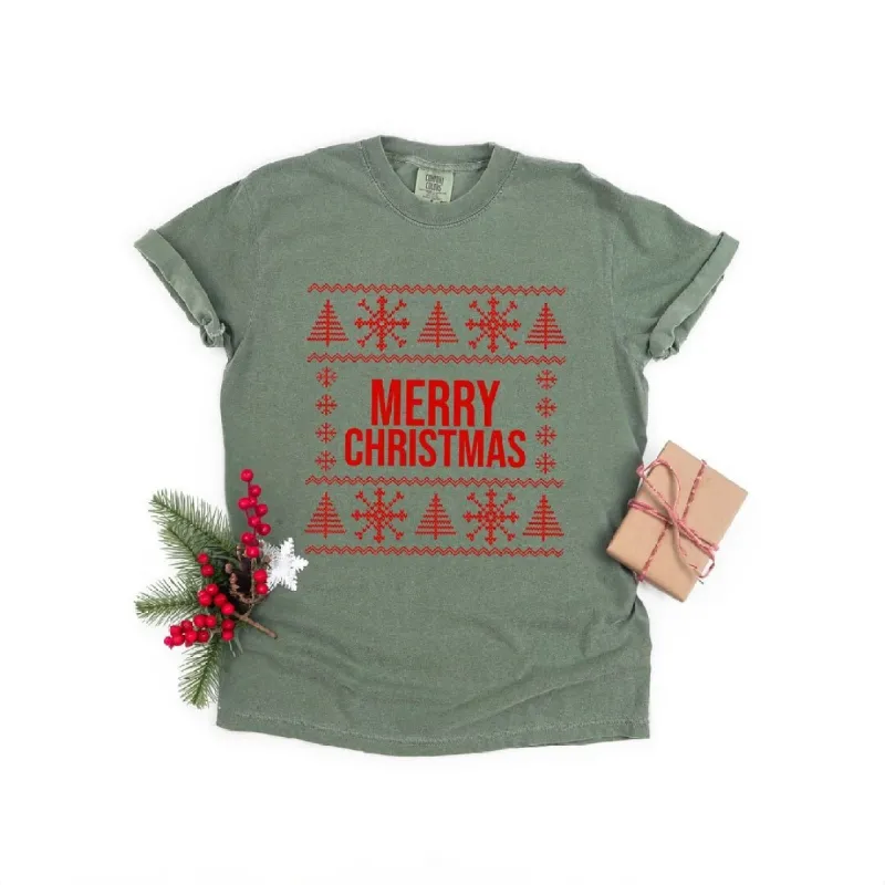 Merry Christmas Sweater Garment Dyed Tee sold by Zulily