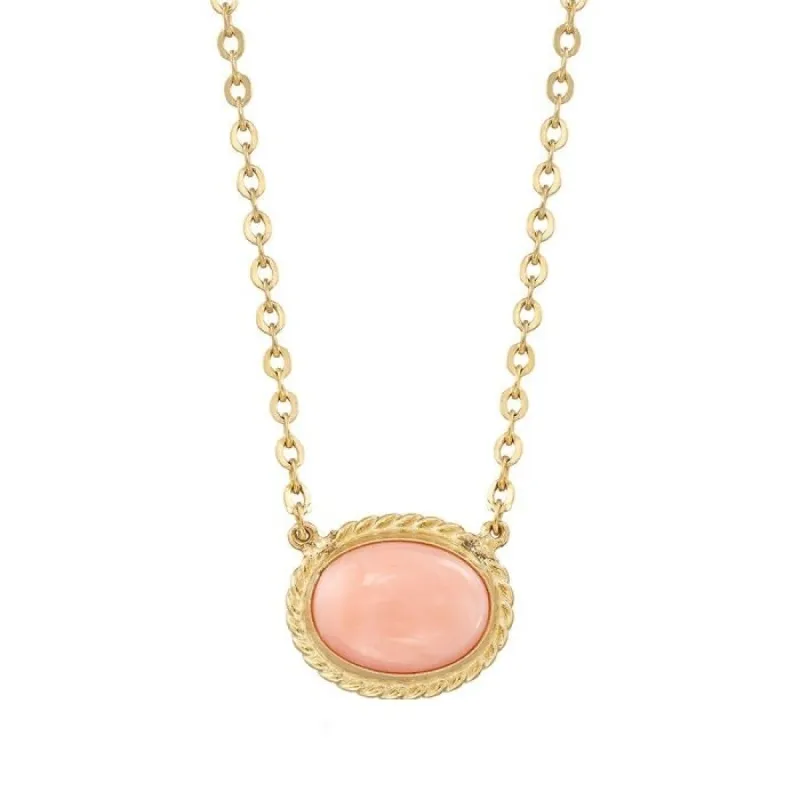 Pink Opal Gold over Sterling Silver Solitaire Pendant Necklace sold by Zulily