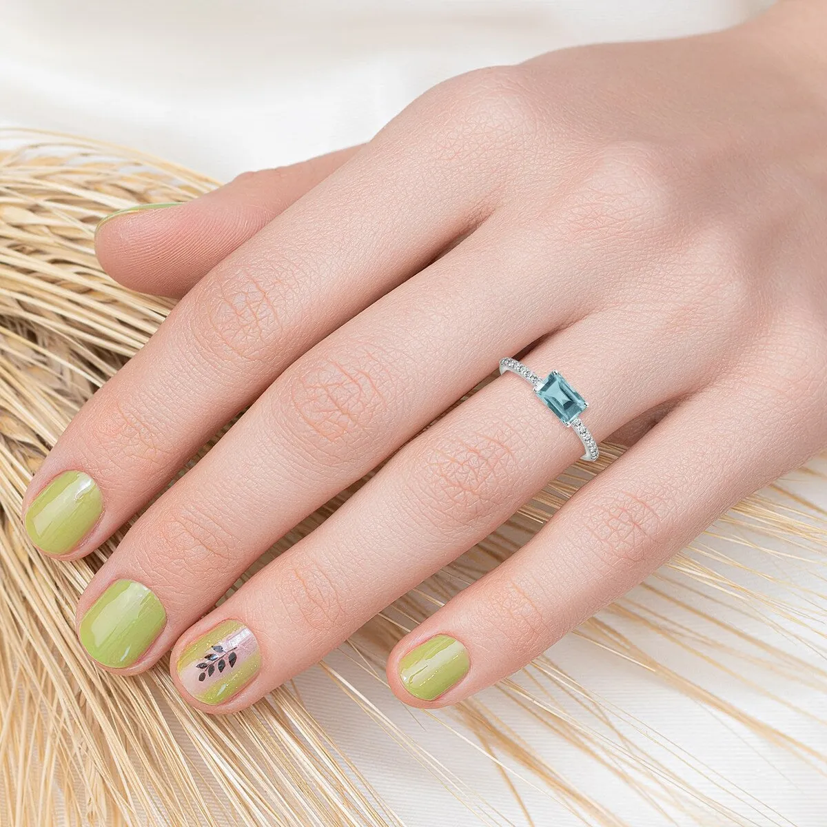 Sterling Silver Natural Aquamarine and White Topaz Engagement Ring sold by Zulily product image thumbnail 5