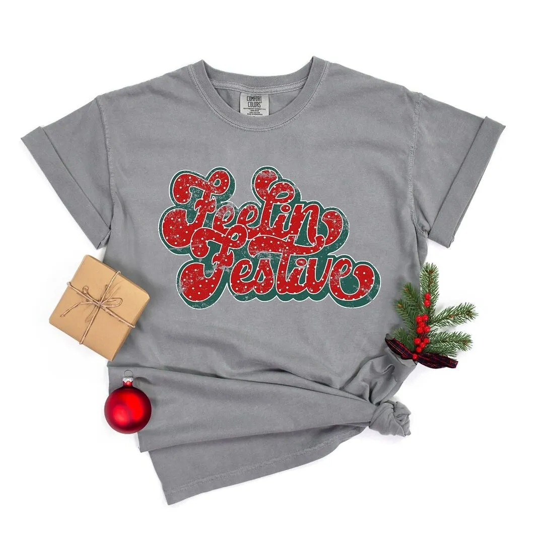 Distressed Feelin' Festive Garment Dyed Tee sold by Zulily