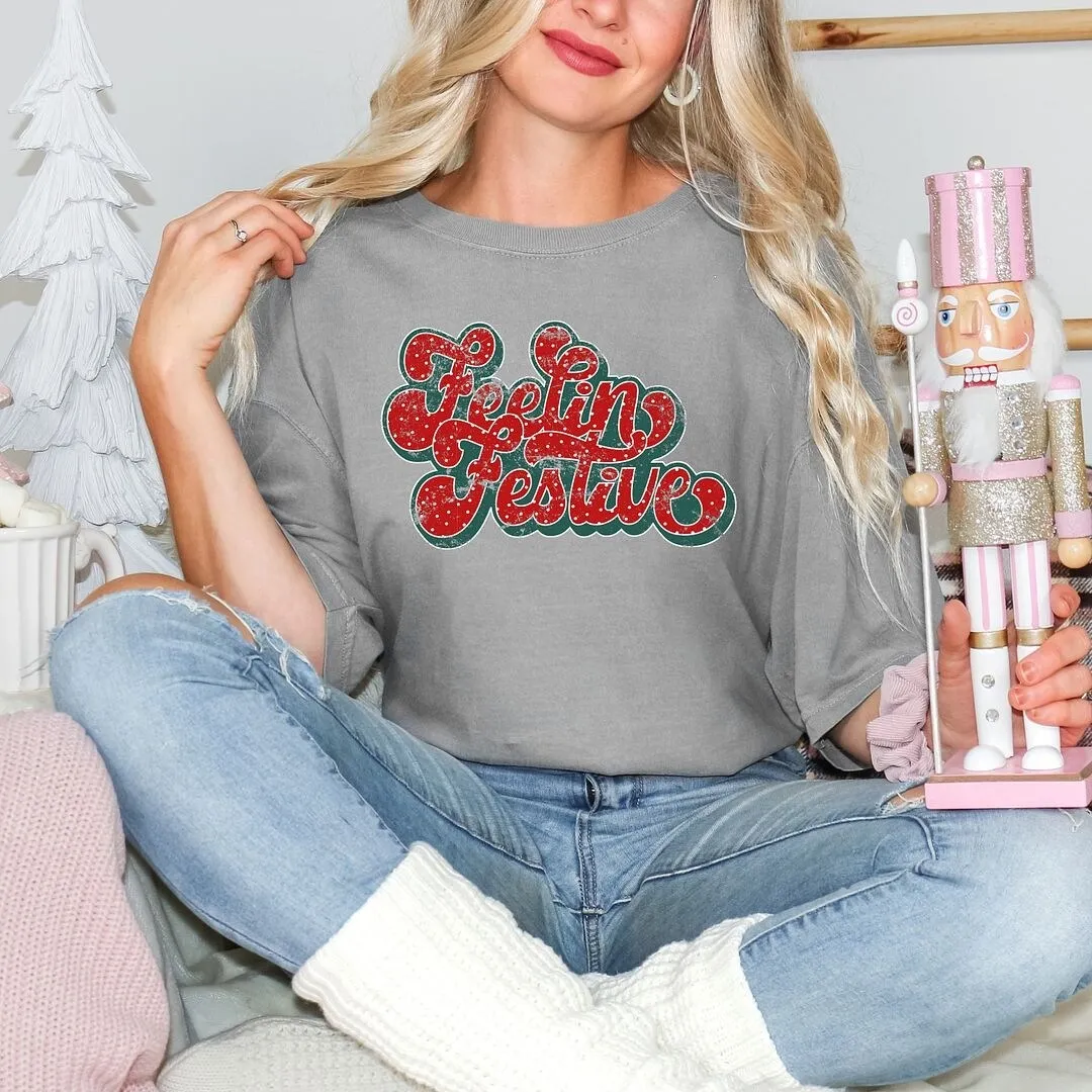 Distressed Feelin' Festive Garment Dyed Tee sold by Zulily product image thumbnail 3
